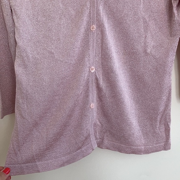 VTG Y2K Womens Cardigan Sz MD Pink Metallic Fairy Coquette Romantic Feminine - Picture 4 of 10